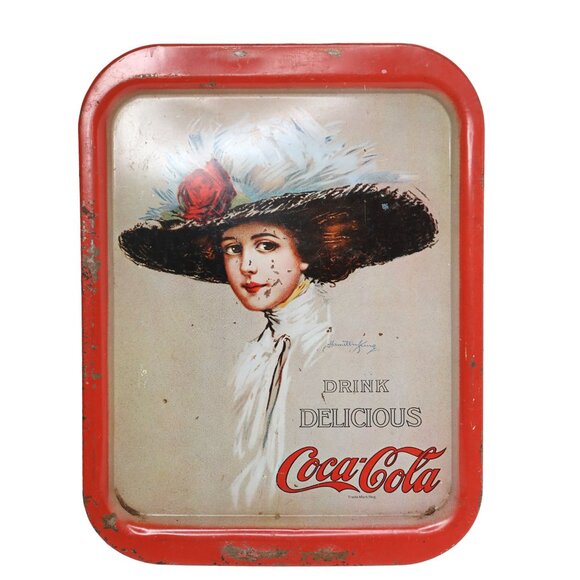 Vintage Coca-Cola Serving Trays Set of 2 Small Metal Coke Trays Retro 80s Promo - Picture 4 of 13